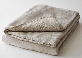 PLAIDS COCOONING - Plaid cosy bicolore givre gris clair